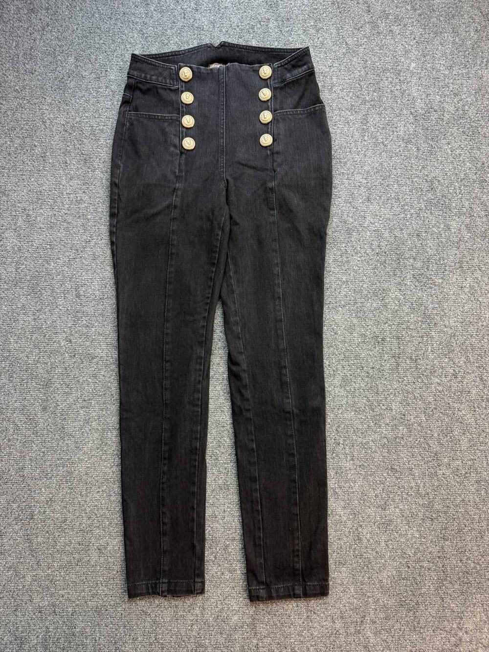 J.McLaughlin Hastings Women’s Size 2 Black Skinny Sailor Jeans Gold Buttons